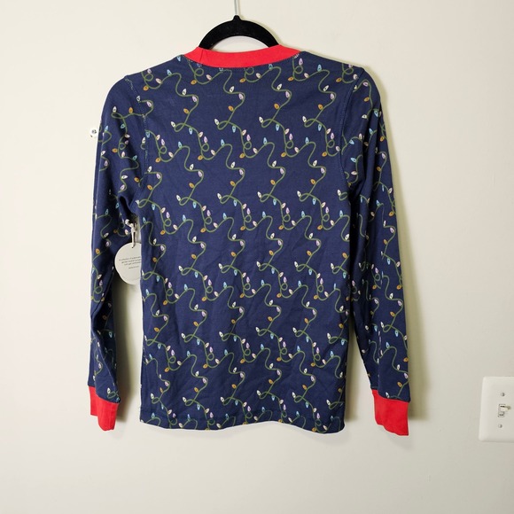 NWT Pact XS Navy Christmas Lights Pajama Set Organic Cotton Holiday Print Cozy - Picture 3 of 11
